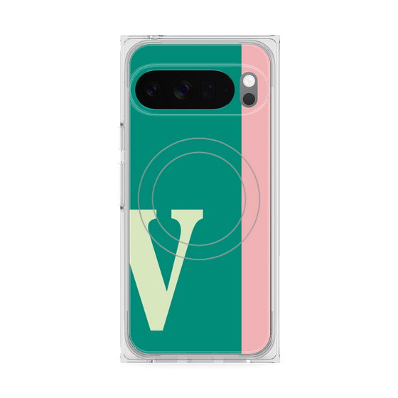 プレミアムスクエアケース with Pixelsnap［ オリジナル - initial color line - V green ］