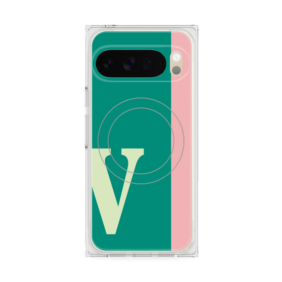 プレミアムスクエアケース with Pixelsnap［ オリジナル - initial color line - V green ］
