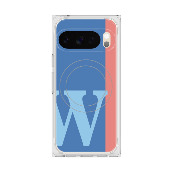 プレミアムスクエアケース with Pixelsnap［ オリジナル - initial color line - W blue ］