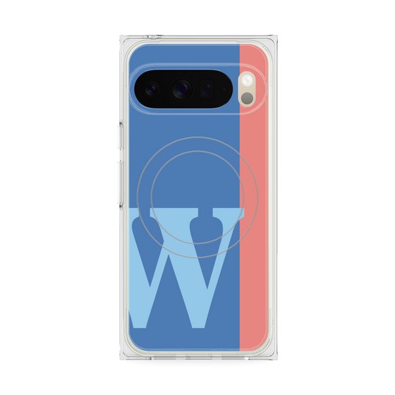 プレミアムスクエアケース with Pixelsnap［ オリジナル - initial color line - W blue ］