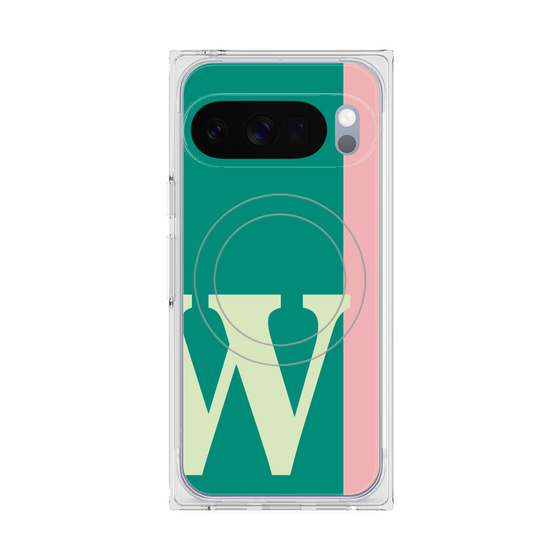 プレミアムスクエアケース with Pixelsnap［ オリジナル - initial color line - W green ］