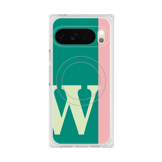 プレミアムスクエアケース with Pixelsnap［ オリジナル - initial color line - W green ］
