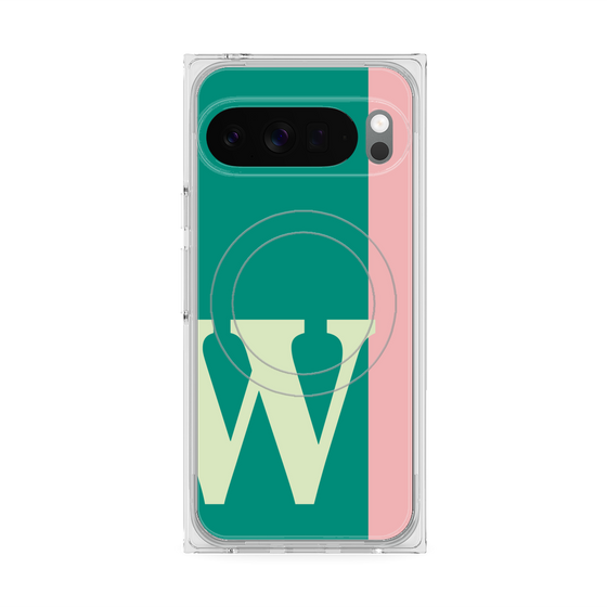 プレミアムスクエアケース with Pixelsnap［ オリジナル - initial color line - W green ］