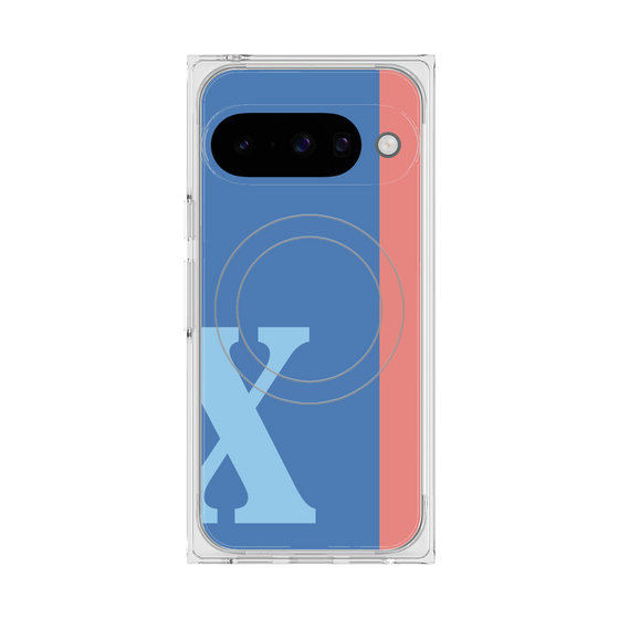 プレミアムスクエアケース with Pixelsnap［ オリジナル - initial color line - X blue ］