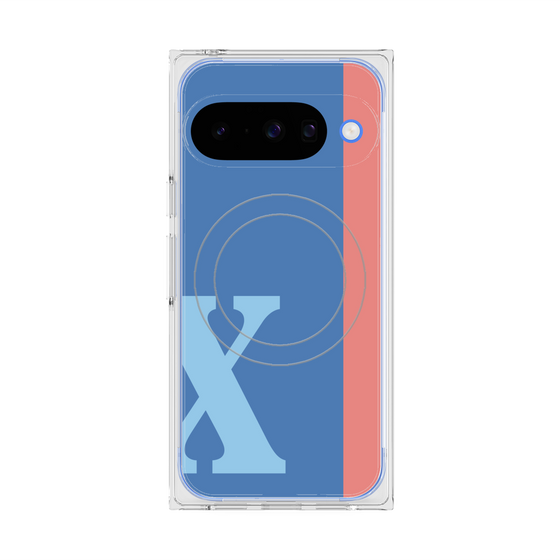 プレミアムスクエアケース with Pixelsnap［ オリジナル - initial color line - X blue ］