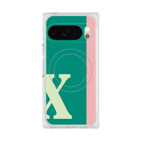 プレミアムスクエアケース with Pixelsnap［ オリジナル - initial color line - X green ］