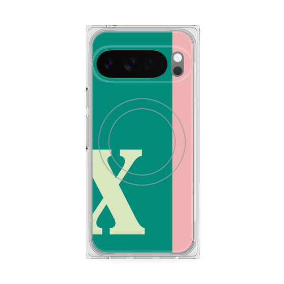 プレミアムスクエアケース with Pixelsnap［ オリジナル - initial color line - X green ］