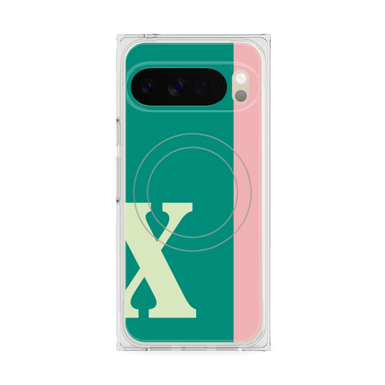 プレミアムスクエアケース with Pixelsnap［ オリジナル - initial color line - X green ］