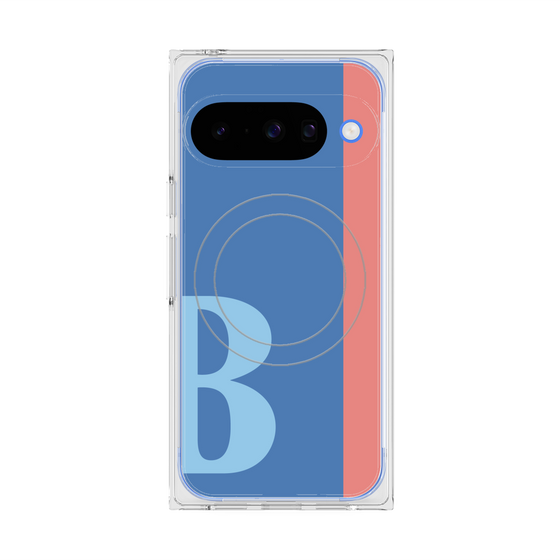 プレミアムスクエアケース with Pixelsnap［ オリジナル - initial color line - B blue ］
