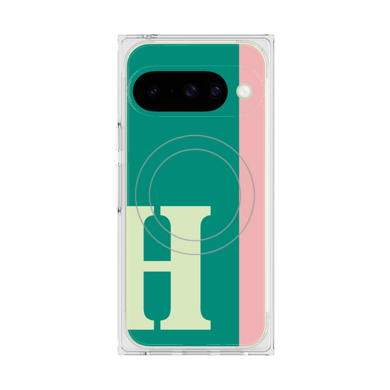 プレミアムスクエアケース with Pixelsnap［ オリジナル - initial color line - H green ］
