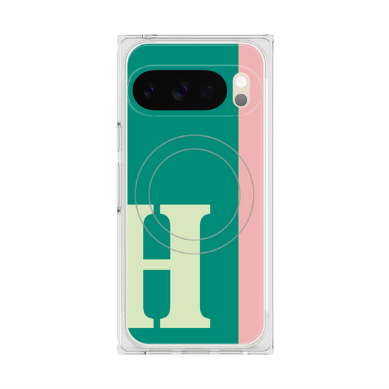 プレミアムスクエアケース with Pixelsnap［ オリジナル - initial color line - H green ］