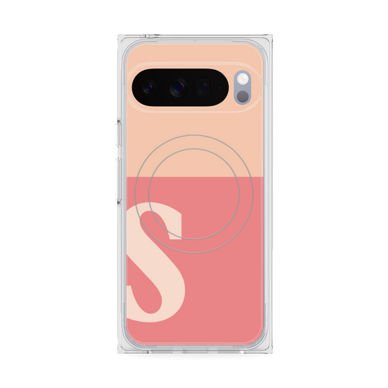プレミアムスクエアケース with Pixelsnap［ オリジナル - initial two tone - S pink ］