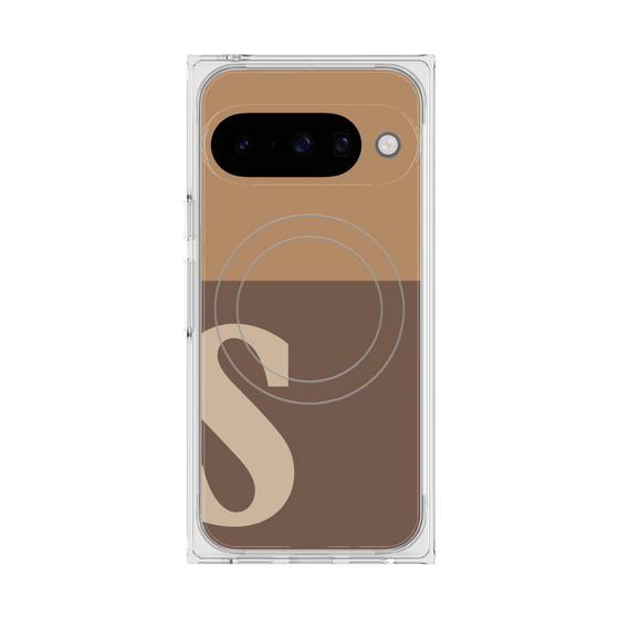 プレミアムスクエアケース with Pixelsnap［ オリジナル - initial two tone - S brown ］
