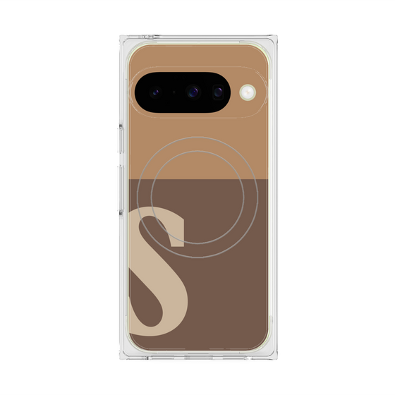 プレミアムスクエアケース with Pixelsnap［ オリジナル - initial two tone - S brown ］
