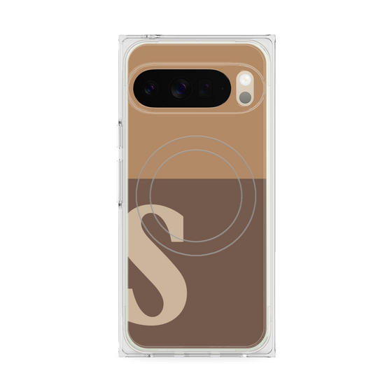 プレミアムスクエアケース with Pixelsnap［ オリジナル - initial two tone - S brown ］