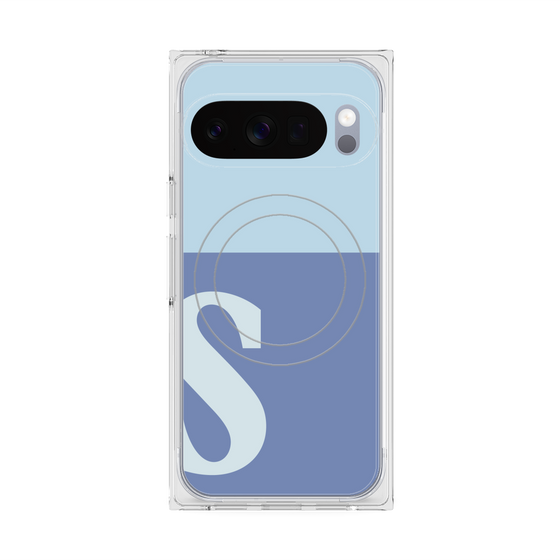 プレミアムスクエアケース with Pixelsnap［ オリジナル - initial two tone - S blue ］