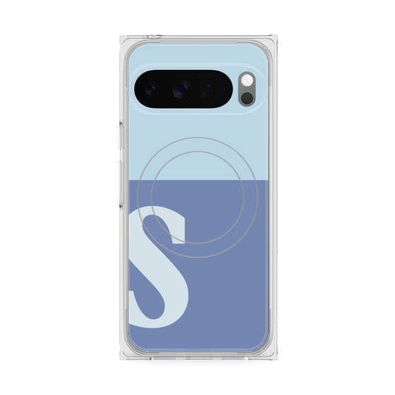 プレミアムスクエアケース with Pixelsnap［ オリジナル - initial two tone - S blue ］
