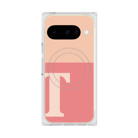プレミアムスクエアケース with Pixelsnap［ オリジナル - initial two tone - T pink ］