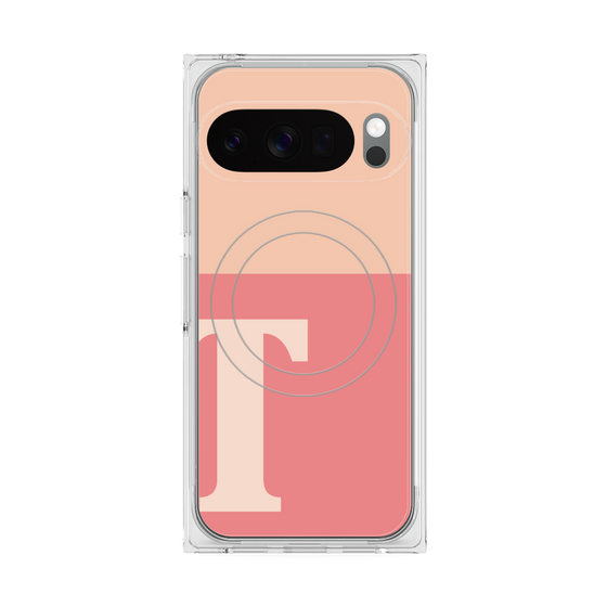 プレミアムスクエアケース with Pixelsnap［ オリジナル - initial two tone - T pink ］