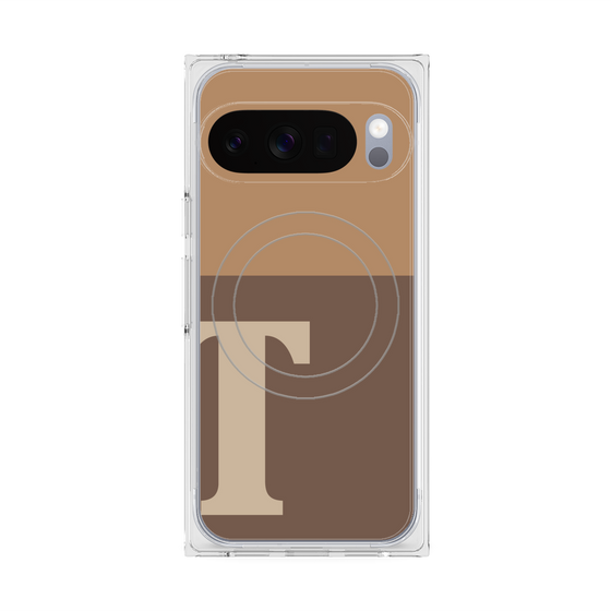 プレミアムスクエアケース with Pixelsnap［ オリジナル - initial two tone - T brown ］