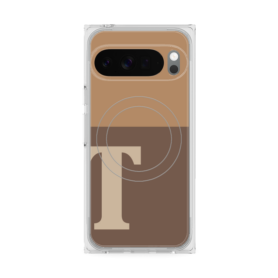プレミアムスクエアケース with Pixelsnap［ オリジナル - initial two tone - T brown ］