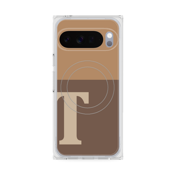 プレミアムスクエアケース with Pixelsnap［ オリジナル - initial two tone - T brown ］