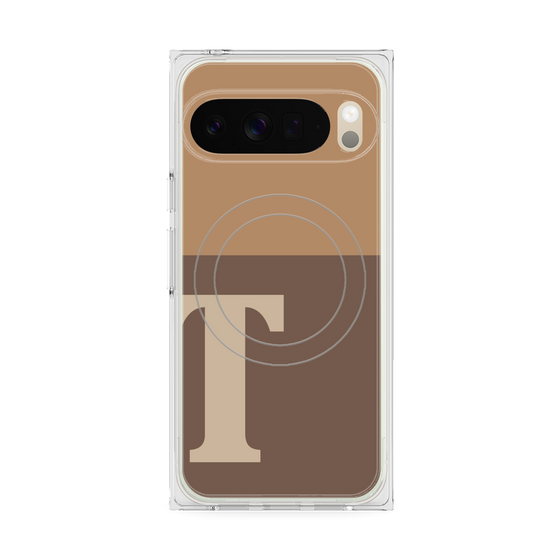 プレミアムスクエアケース with Pixelsnap［ オリジナル - initial two tone - T brown ］