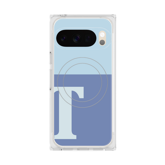プレミアムスクエアケース with Pixelsnap［ オリジナル - initial two tone - T blue ］
