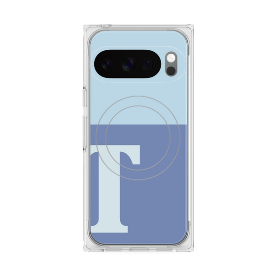 プレミアムスクエアケース with Pixelsnap［ オリジナル - initial two tone - T blue ］