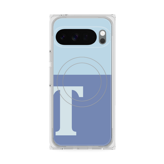 プレミアムスクエアケース with Pixelsnap［ オリジナル - initial two tone - T blue ］
