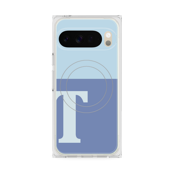 プレミアムスクエアケース with Pixelsnap［ オリジナル - initial two tone - T blue ］