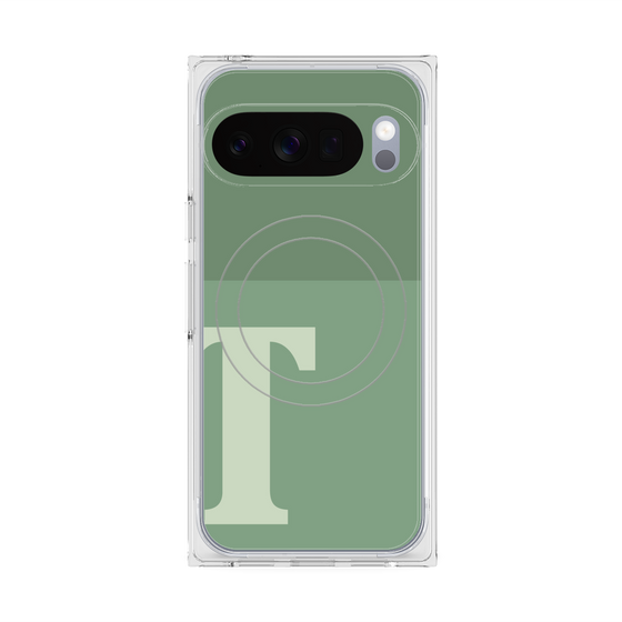 プレミアムスクエアケース with Pixelsnap［ オリジナル - initial two tone - T green ］