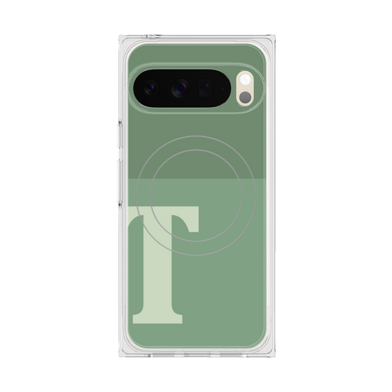 プレミアムスクエアケース with Pixelsnap［ オリジナル - initial two tone - T green ］