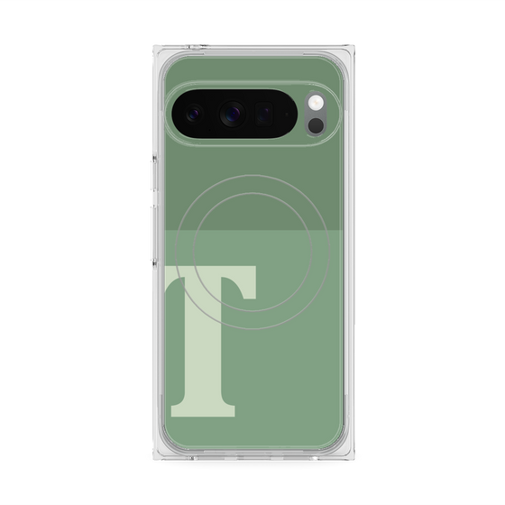 プレミアムスクエアケース with Pixelsnap［ オリジナル - initial two tone - T green ］