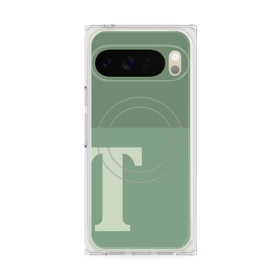 プレミアムスクエアケース with Pixelsnap［ オリジナル - initial two tone - T green ］