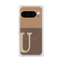プレミアムスクエアケース with Pixelsnap［ オリジナル - initial two tone - U brown ］