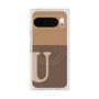 プレミアムスクエアケース with Pixelsnap［ オリジナル - initial two tone - U brown ］