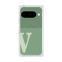 プレミアムスクエアケース with Pixelsnap［ オリジナル - initial two tone - V green ］