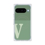プレミアムスクエアケース with Pixelsnap［ オリジナル - initial two tone - V green ］