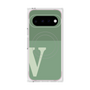 プレミアムスクエアケース with Pixelsnap［ オリジナル - initial two tone - V green ］