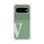 プレミアムスクエアケース with Pixelsnap［ オリジナル - initial two tone - V green ］
