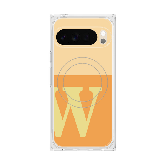 プレミアムスクエアケース with Pixelsnap［ オリジナル - initial two tone - W orange ］