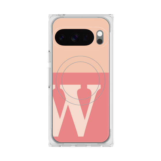 プレミアムスクエアケース with Pixelsnap［ オリジナル - initial two tone - W pink ］