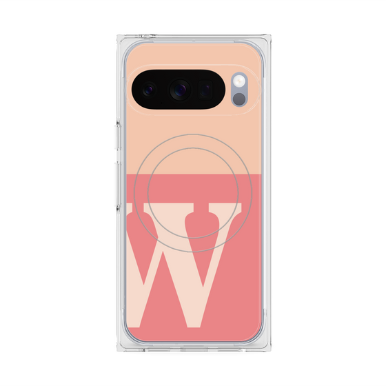 プレミアムスクエアケース with Pixelsnap［ オリジナル - initial two tone - W pink ］