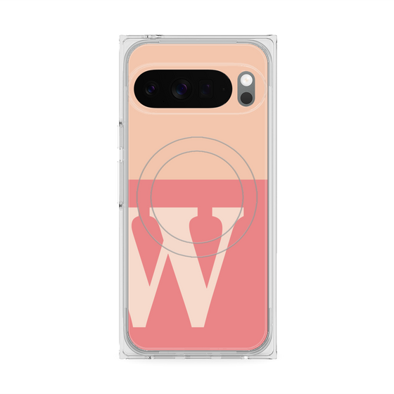プレミアムスクエアケース with Pixelsnap［ オリジナル - initial two tone - W pink ］