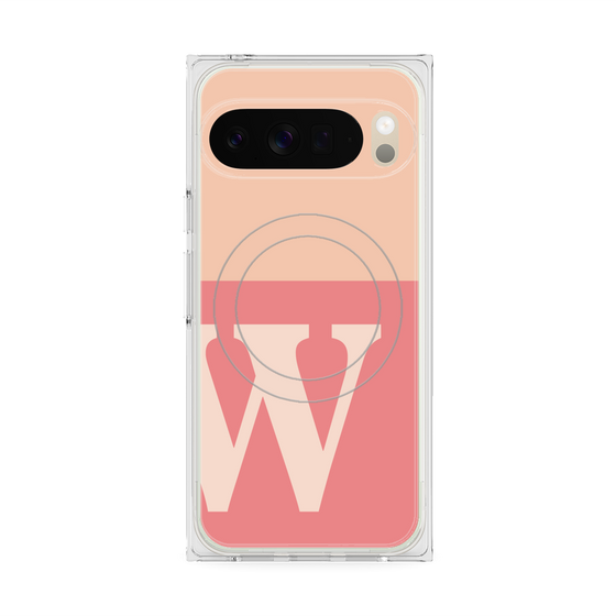 プレミアムスクエアケース with Pixelsnap［ オリジナル - initial two tone - W pink ］