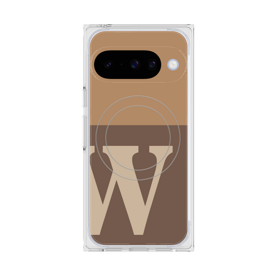 プレミアムスクエアケース with Pixelsnap［ オリジナル - initial two tone - W brown ］
