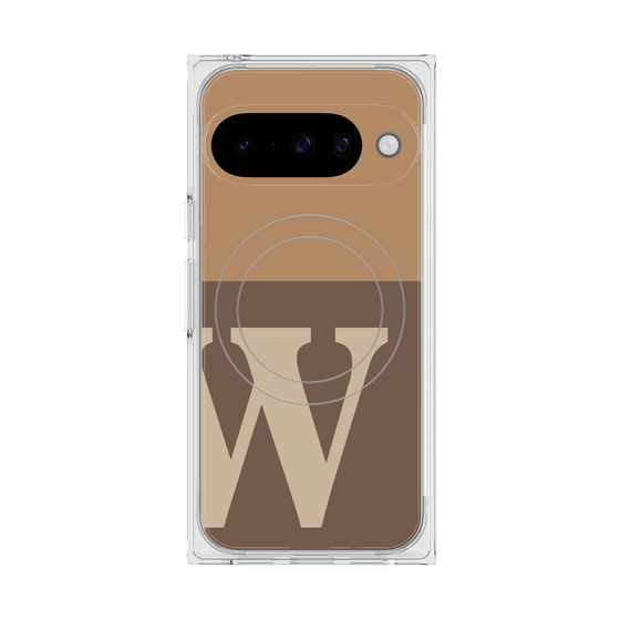 プレミアムスクエアケース with Pixelsnap［ オリジナル - initial two tone - W brown ］