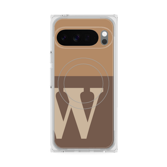 プレミアムスクエアケース with Pixelsnap［ オリジナル - initial two tone - W brown ］