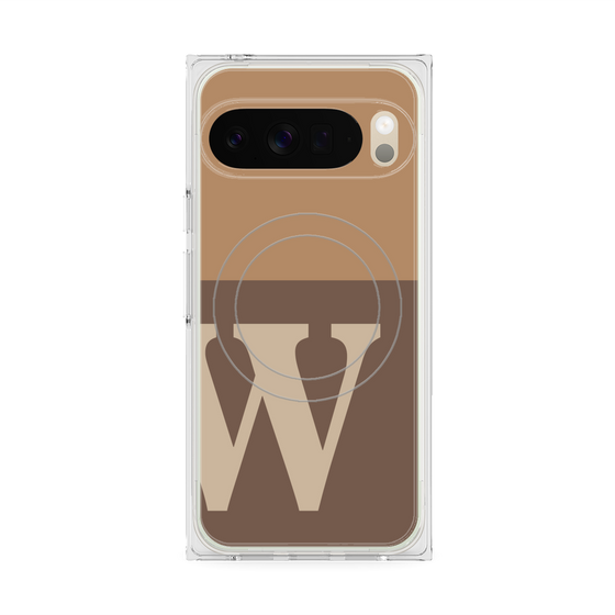 プレミアムスクエアケース with Pixelsnap［ オリジナル - initial two tone - W brown ］